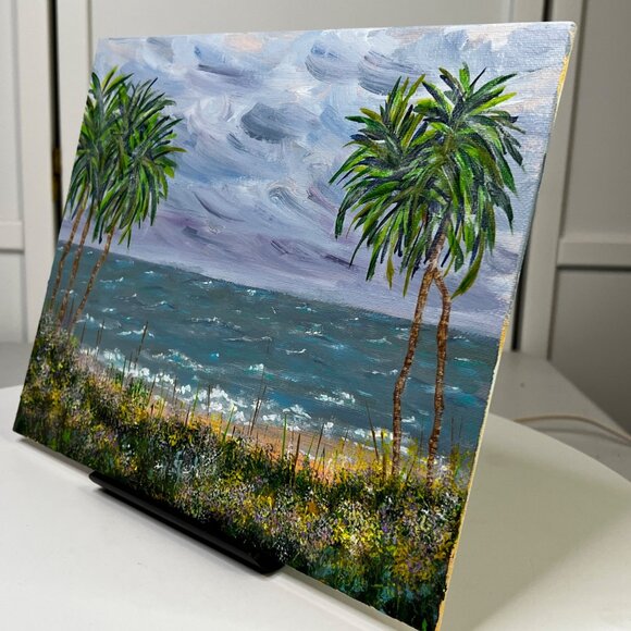 "Before The Storm" Seascape Original Acrylic Painting 8"x10" Unframed - Picture 5 of 7
